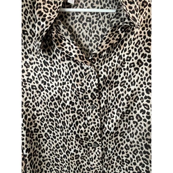 Joyspun Leopard Print Button-Up Satin Shirt L - Picture 3 of 11